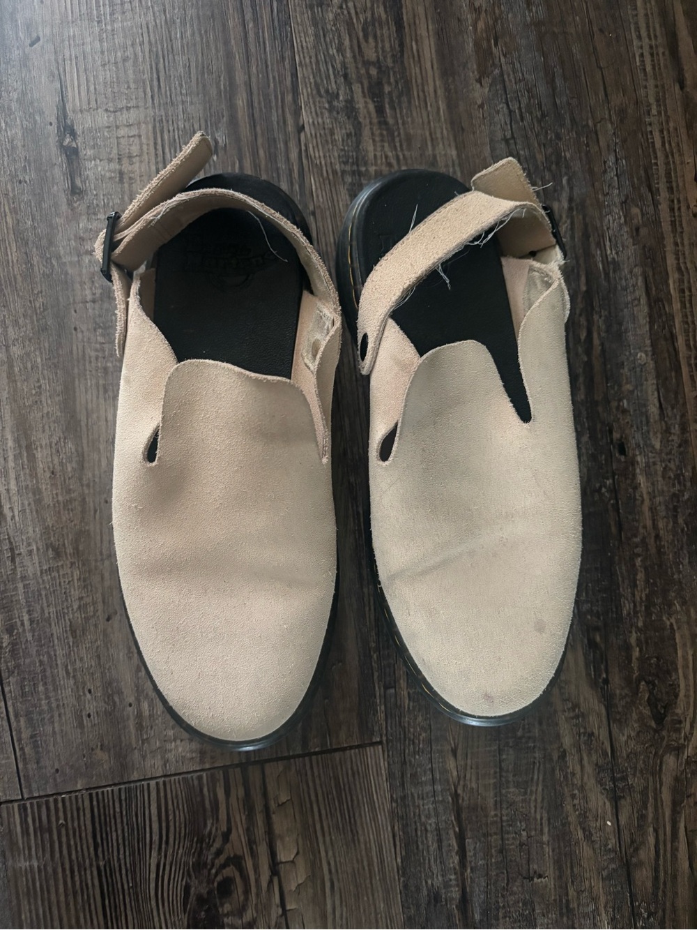 Dr. Martens Beige Suede Slip-On Clog Flats